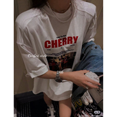 1990 小众设计领口磨破涂鸦大T上衣 STY 早春上新