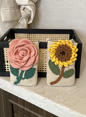 手工钩织花朵手机包2025新款时尚休闲百搭单肩包创意女士斜挎包