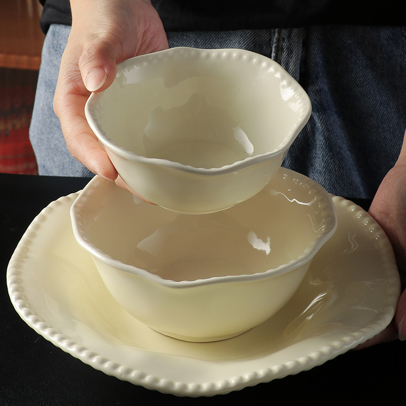 奶油风餐具瓷碗ins酸奶碗陶瓷碗小碗甜品碗米饭碗特别好看的饭碗,餐饮具,碗,淘宝优惠券,粉丝福利购,淘宝优惠卷