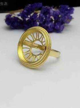 S925银镀白金欧式精工麻花边女款大宝石活口戒指空托正圆20 diy