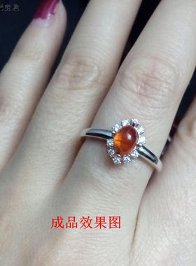 纯银水钻活口戒指空托