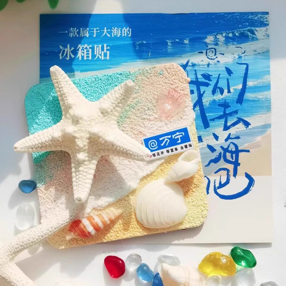 万宁舟山海星贝壳可旋转夜光海浪冰箱贴旅游纪念