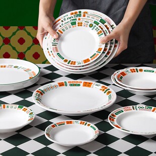 密胺港式茶餐厅餐具大排档早茶火锅盘子烧腊盘长方形拼盘复古餐盘