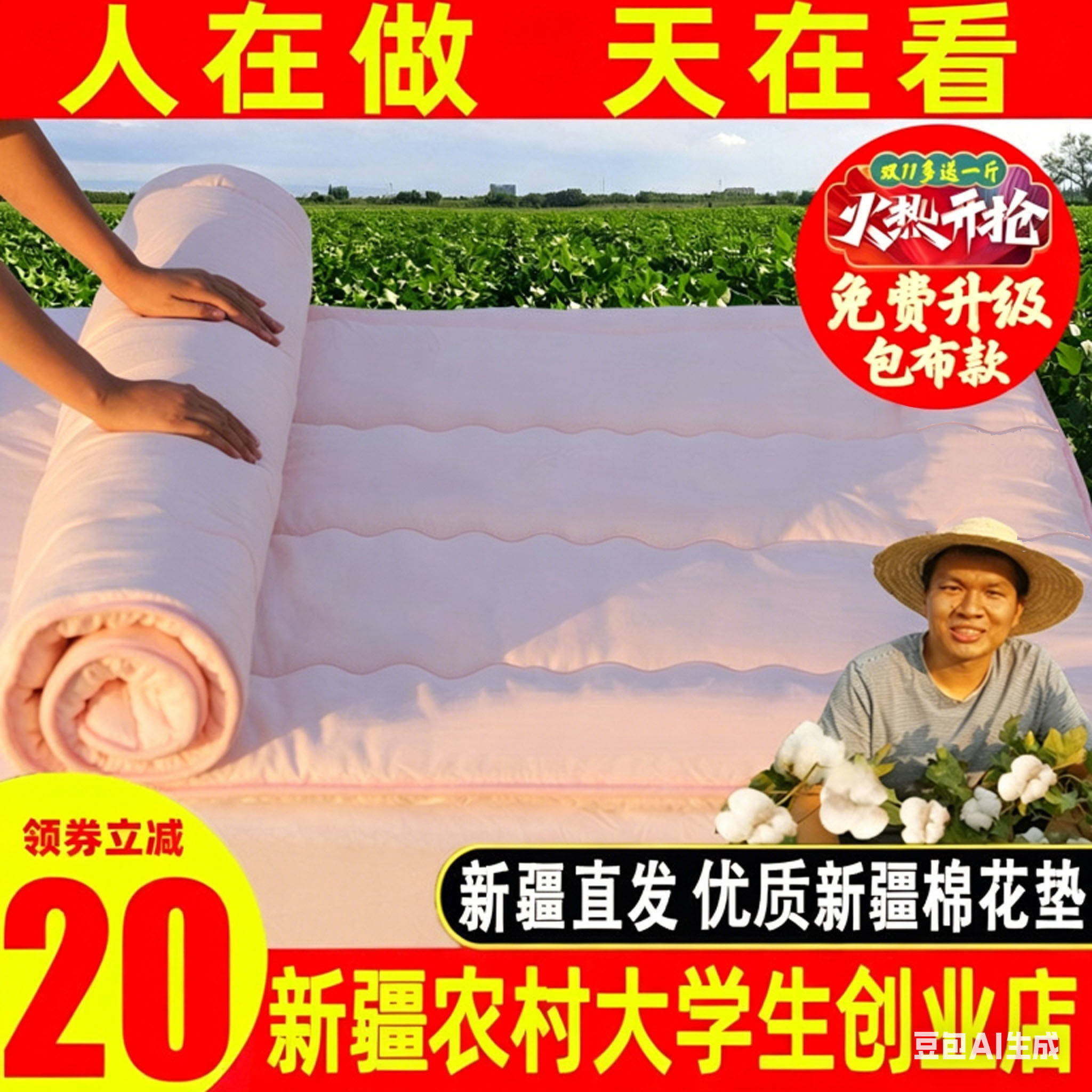 新疆纯棉花垫被褥子床垫棉絮学生宿舍单人软垫床褥家用榻榻米垫子