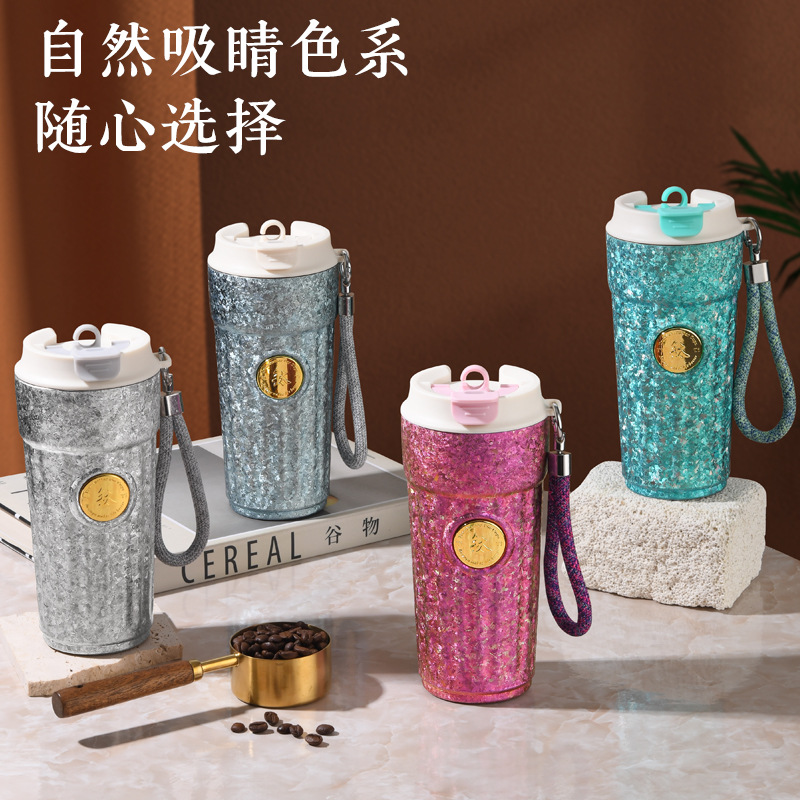 双饮口咖啡杯钛杯纯钛保温杯吸管