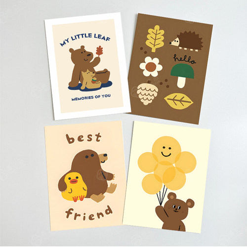 可爱治愈婴儿儿童房装饰画海报贴画森林小熊松鼠未装裱画布内芯