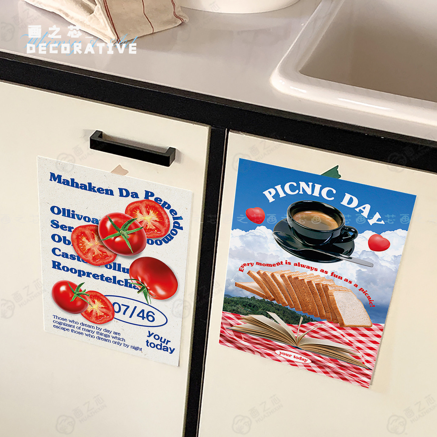 复古美食海报番茄蔬菜厨房餐厅墙贴墙面冰箱装饰画芯自粘不含画框,家居饰品,现代装饰画,淘宝优惠券,粉丝福利购,淘宝优惠卷