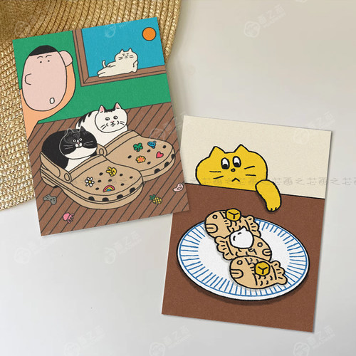 简约治愈系猫咪儿童房装饰画自粘