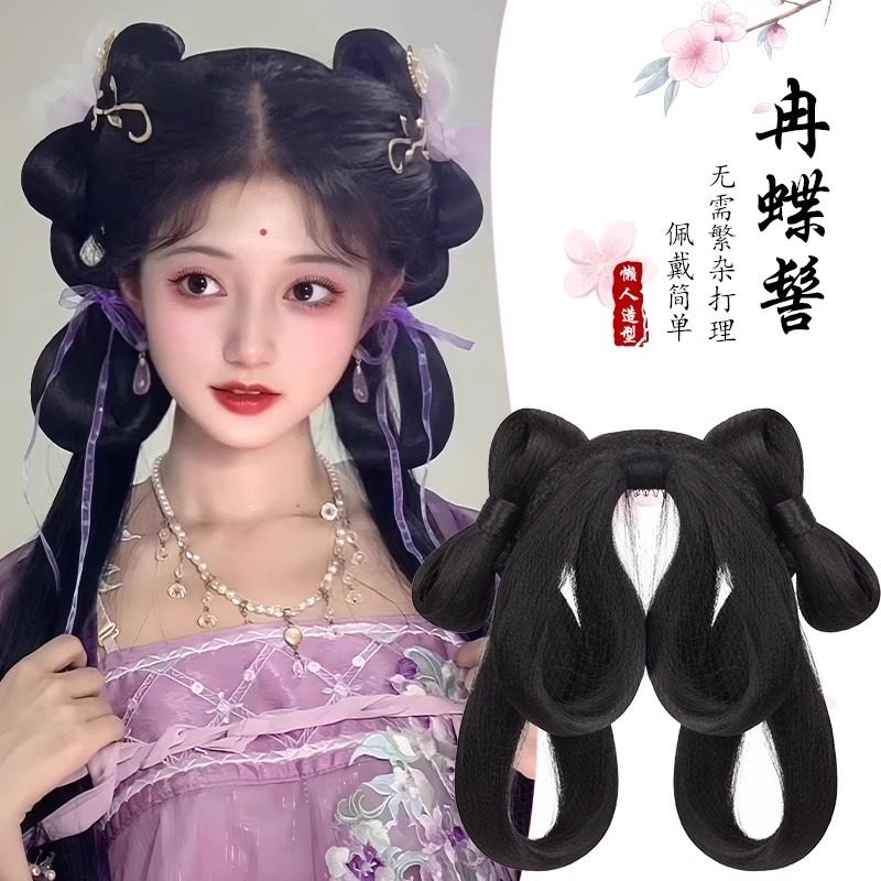 汉服假发一体式头饰古风发包盘发发髻古装蝴蝶结假发日常垫发包女