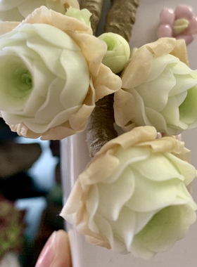 Cc原创迷你树脂黏土仿真多肉山地玫瑰植物小老桩虾饺汽车摆件生日