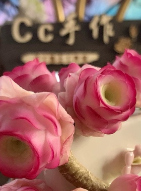 Cc原创迷你树脂黏土仿真多肉山地玫瑰植物小老桩虾饺汽车摆件生日