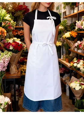 日式防水挂脖围裙定制logo烘焙奶茶店工作服家用围腰男女