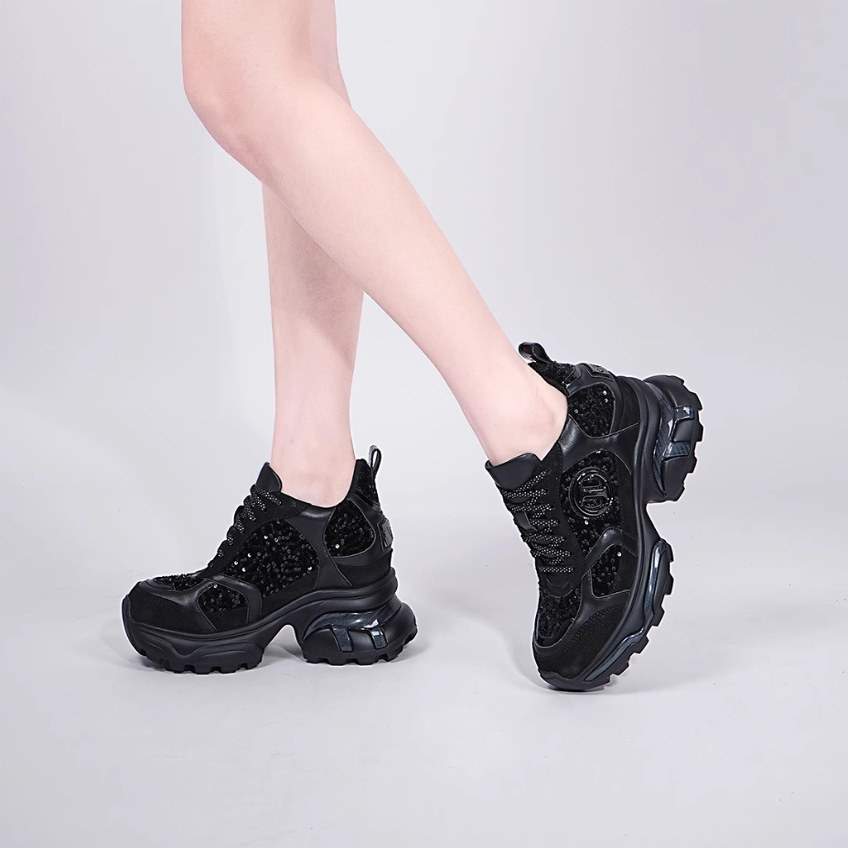 【10cm厚底内增高】25年新品潮流时尚拼接休闲老爹鞋女976AYXB