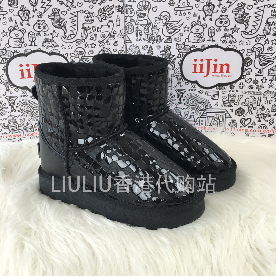 iijin头层牛皮防水内增高雪地靴