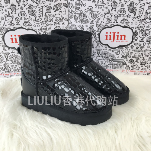 iijin头层牛皮防水内增高雪地靴
