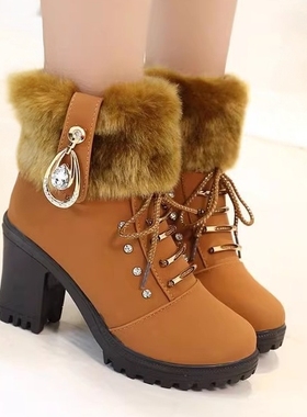 Women Winter Fur Warm Snow Boots Ladies Warm wool booties