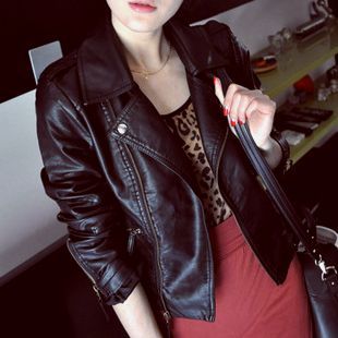 zipper clothing皮夹克女 coat Euro Hood Women Leather Jacket