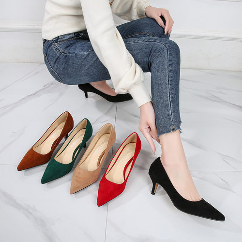 2019 women high heel shoes big size 43 leather shoes高跟女鞋