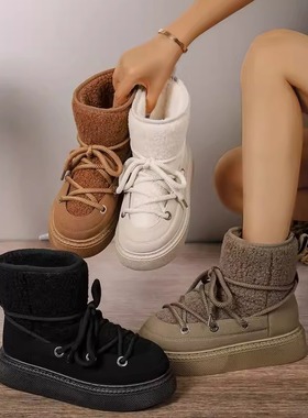 Womens Boots Female Winter Shoes Fur Snow Boots Warm Plush W