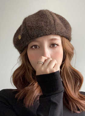 针织贝雷帽女秋冬韩系百搭英伦复古八角画家帽显脸小毛线南瓜帽子