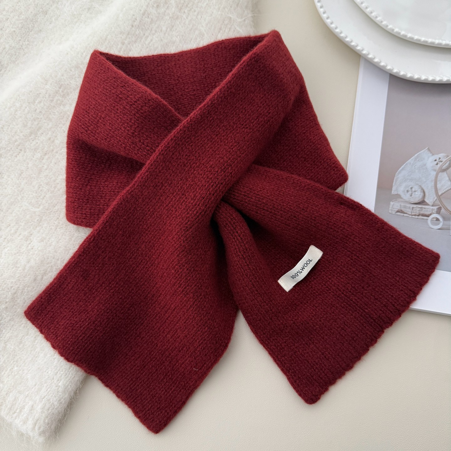 澳洲纯羊毛围巾冬季保暖懒人交叉