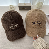 时尚 羊羔毛棒球帽女2025新款 秋冬季 保暖加厚鸭舌帽显脸小毛绒帽子