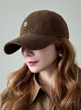 韩系小C字母刺绣棒球帽女大头围显脸小加深宽帽檐软顶鸭舌帽子男