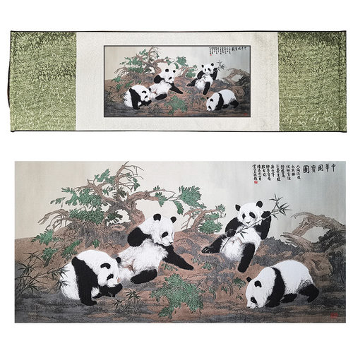 老秀馆蜀锦卷轴挂画装饰画