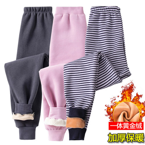 秋冬加绒保暖裤加厚棉毛裤男女孩