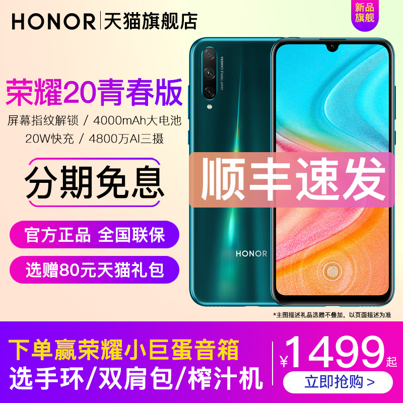 青春10降价9X智能手机官方旗舰店4G全面屏学生拍照游戏青春版20荣耀HONOR华为选手环榨汁机分期免息