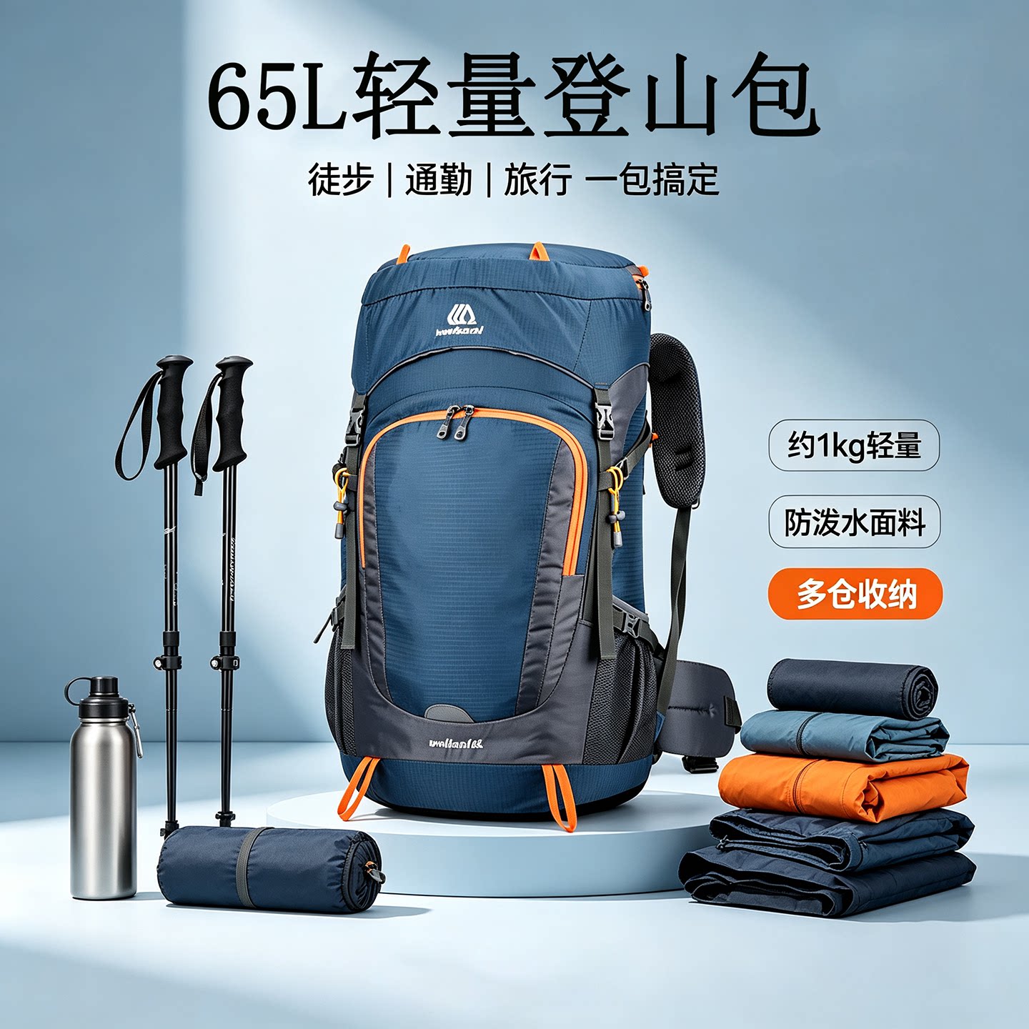 65L超轻防泼水多功能登山包