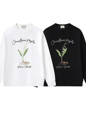 绣2025情侣秋冬新款圆领卫衣刺绣款时尚长袖稻穗