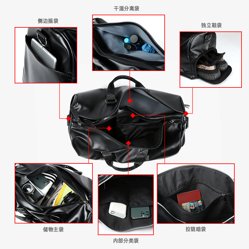 男士旅行包手提包防水运动包圆筒训练健身包大容量行李单肩包ODM