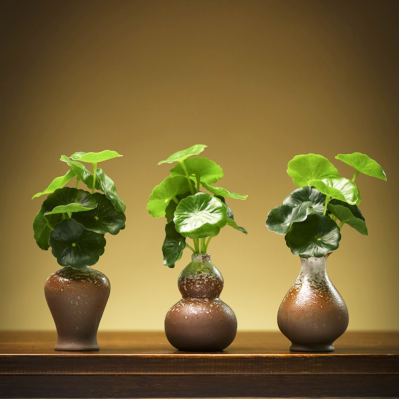 禅意复古陶瓷迷你可养小花摆件