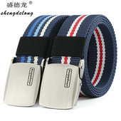 帆布腰带男青年学生自动扣休闲男士 裤 带编织皮带军迷战术年轻人潮