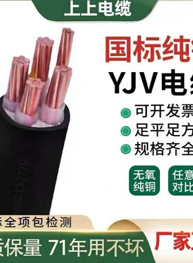 上上电缆铜YJV3 4 5芯2.5 4 6充电桩10三相16 25平方35+1+2电缆线