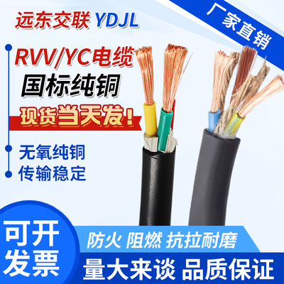 远东交联100%国标纯铜RVV电缆线