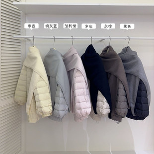 方格羽绒服女中长款2025新款冬季韩系棒球领休闲宽松白鸭绒外套潮