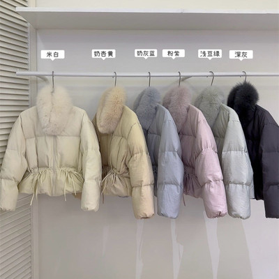 短款可拆卸狐狸毛甜美时尚羽绒服
