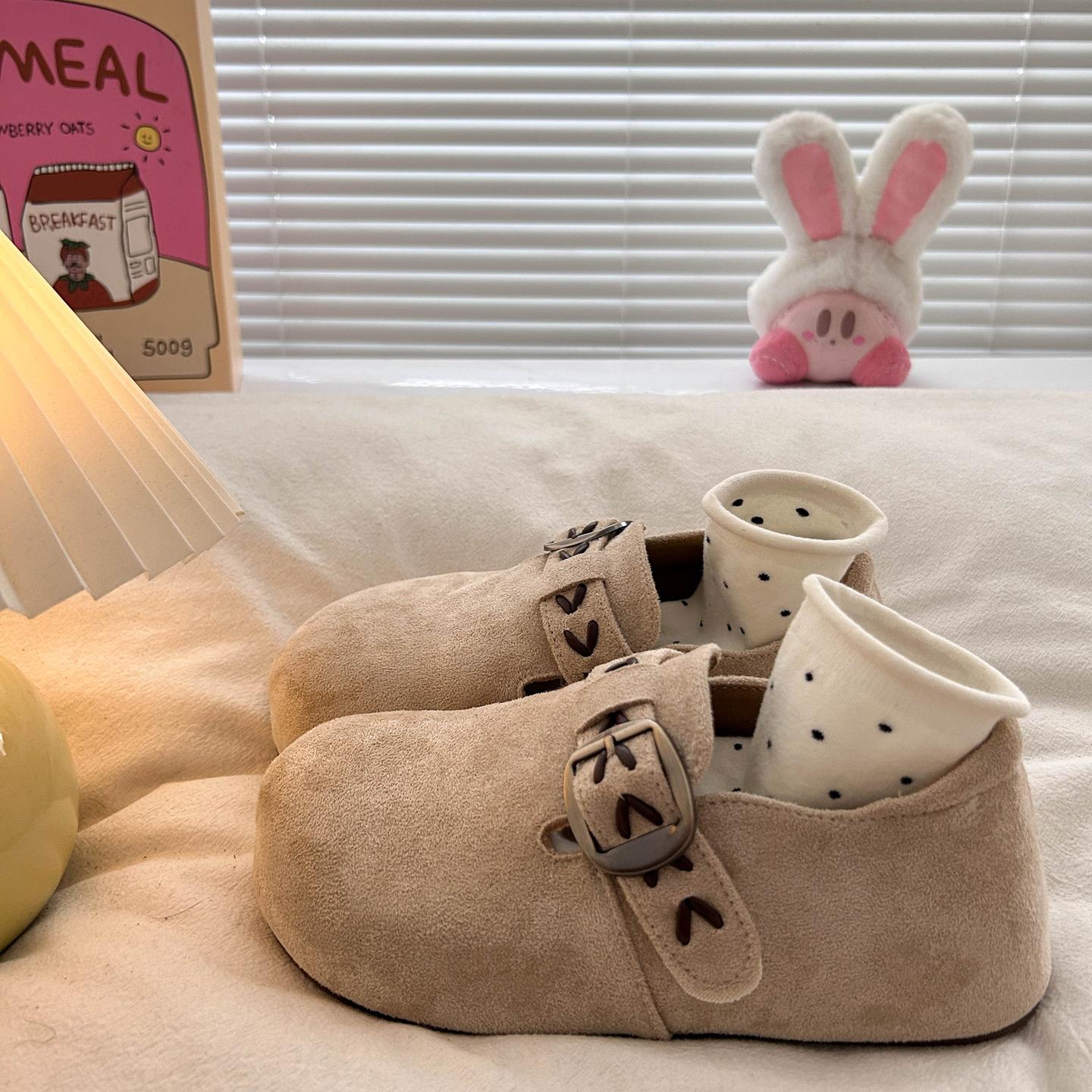 厚底内增高百搭丑萌勃肯鞋女2025春秋新款小个子懒人一脚蹬单鞋子