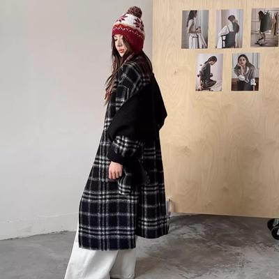 双面羊绒大衣女中长款韩版宽松显瘦双面可穿圈圈绒毛呢外套女秋冬