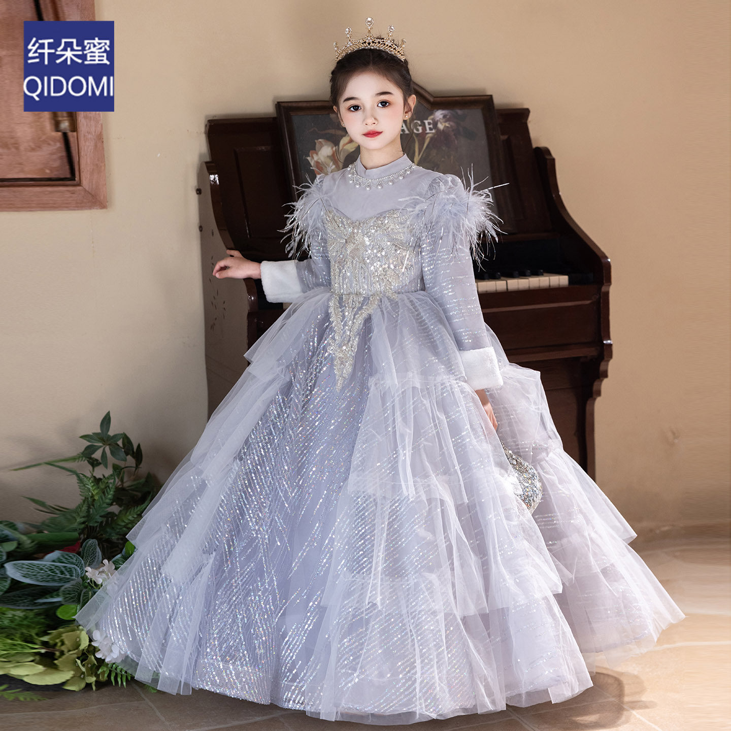 绝美女童晚礼服法式高端轻奢小众主持人十岁生日宴儿童公主蓬蓬裙