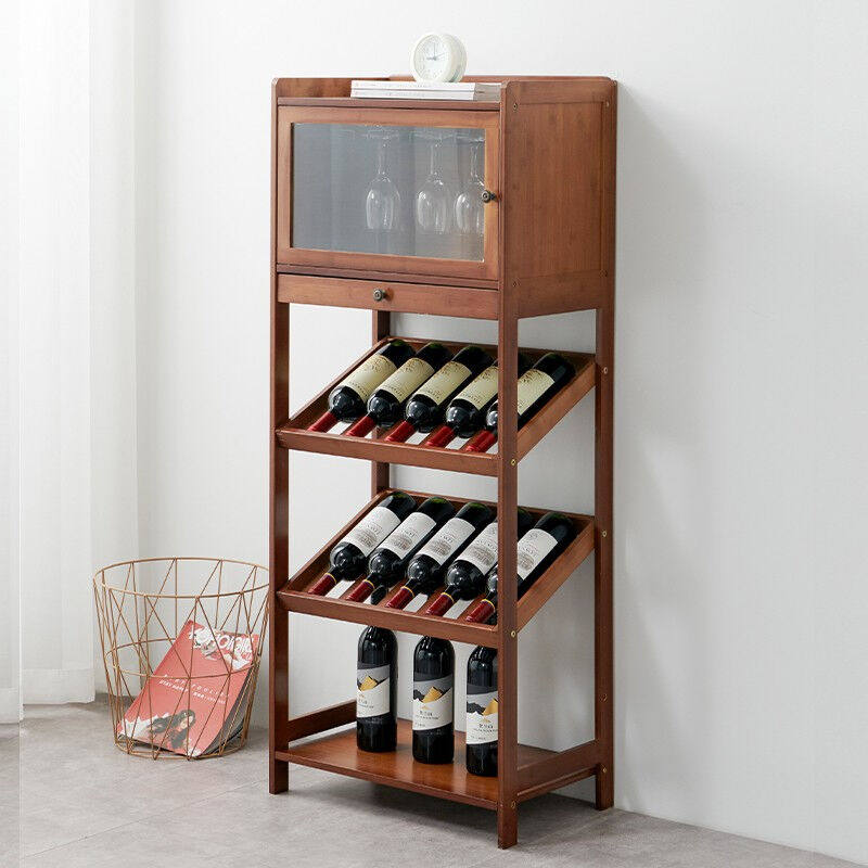 楠方印象小红酒柜酒架欧式酒吧落地葡萄酒红酒洋酒实木家用竹酒杯
