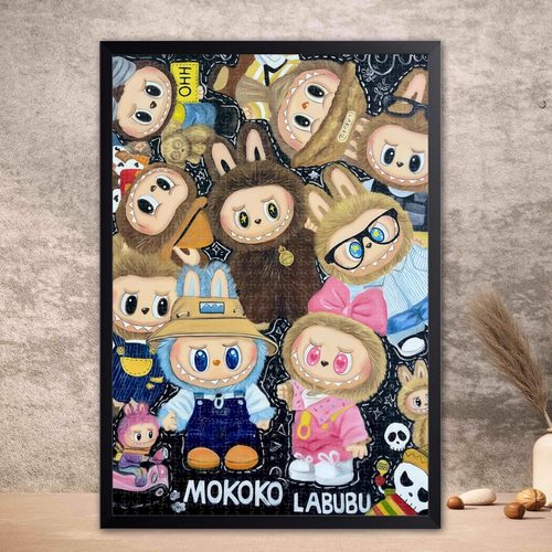 拉布布labubu木质拼图1000片女孩成人版高级感治愈系diy手工玩具