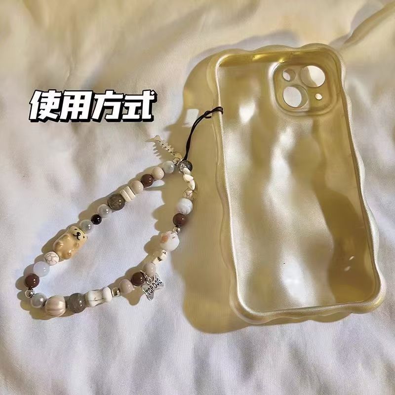 可爱猫爪鱼骨海星卡通串珠手机链挂件适用手机壳相机包包钥匙扣