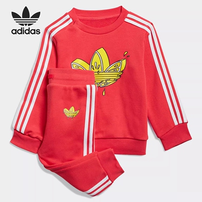 Adidas/阿迪达斯 三叶草男女童装运动套装卫衣长裤 GN4140 GN4139