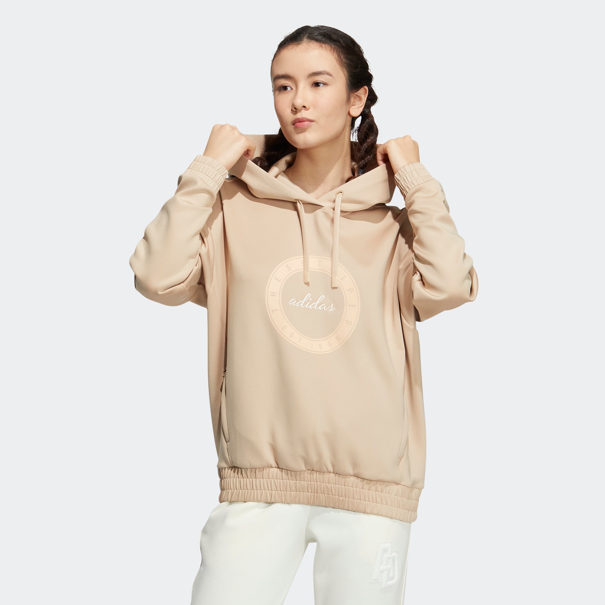 Adidas/阿迪达斯 女子运动休闲宽松长袖连帽卫衣套头衫 IB2756