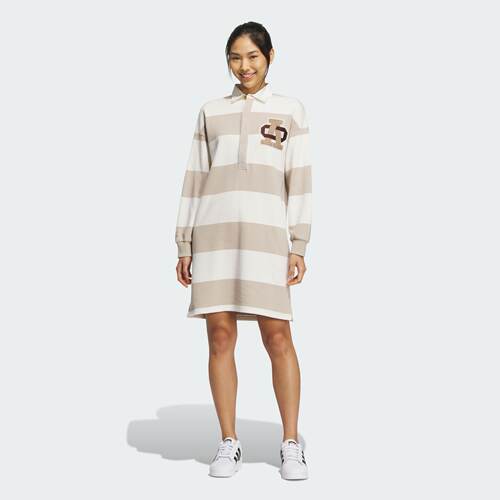 Adidas/阿迪达斯 女子三叶草 DRESS 运动长袖翻领连衣裙 IN1063