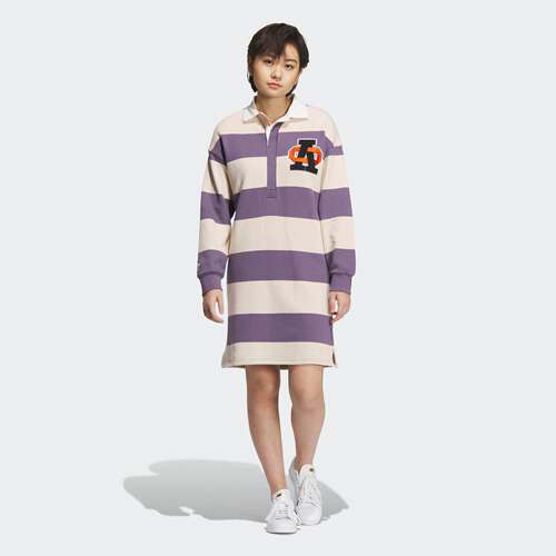 Adidas/阿迪达斯 女子三叶草 DRESS 运动长袖翻领连衣裙 IN1061