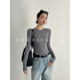 长袖 上衣秋修身 显瘦T恤女 亲肤裸感天丝绵羊毛打底衫 徐大脸吖定制